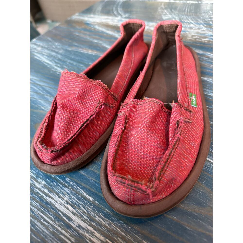 SANUK Shorty Sidewalk Surfers, Shoes, RED, size 7 women.